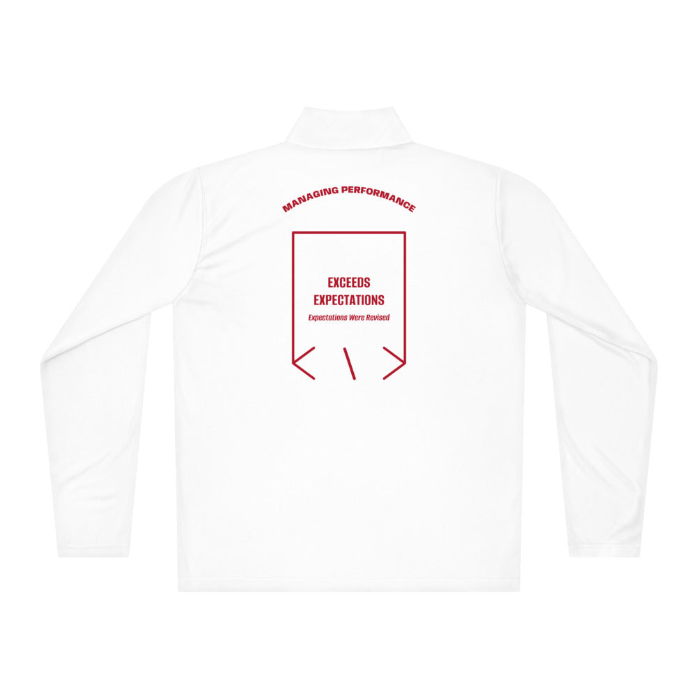 Exceeds Expectations — White True Red back mockup
