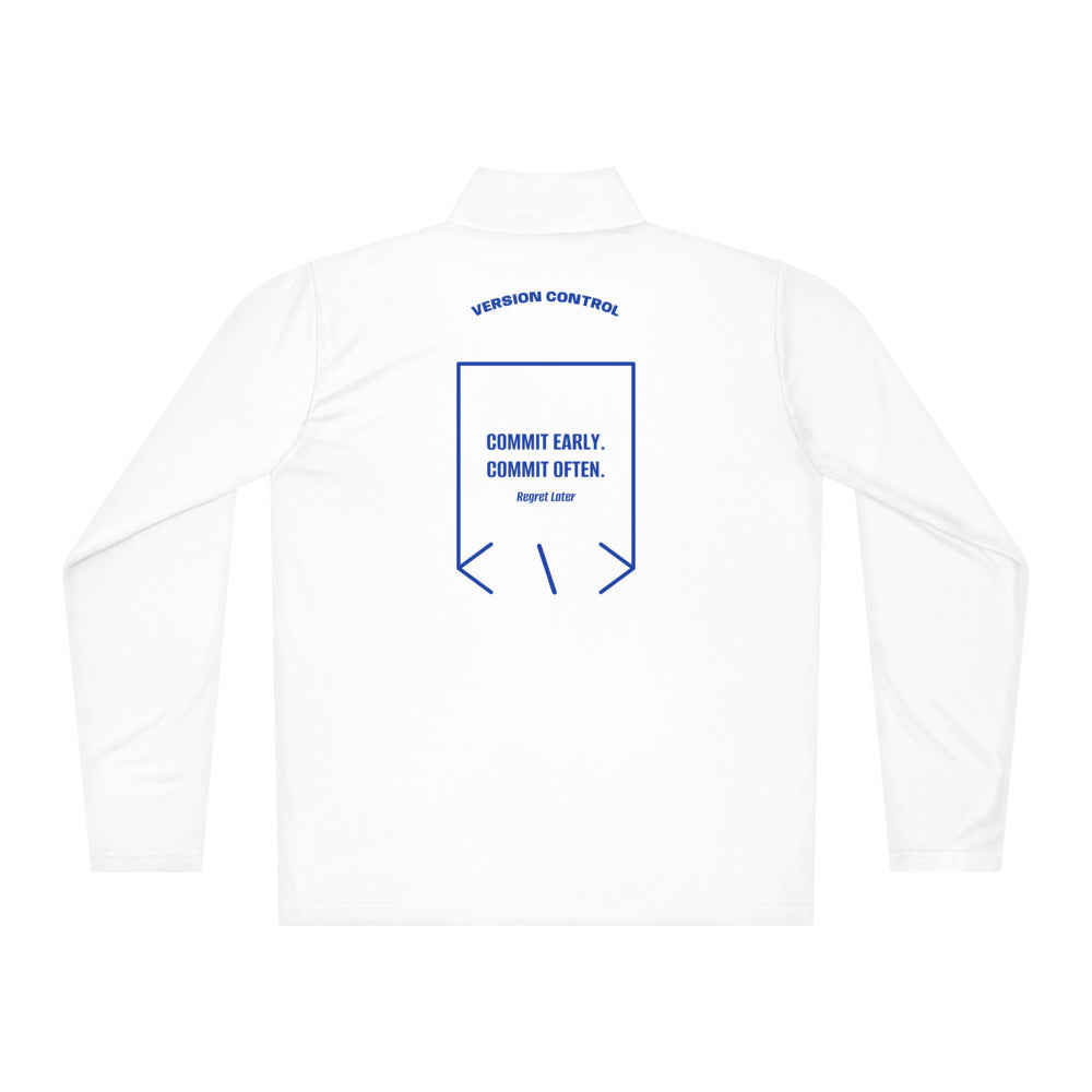 Commit Early. Commit Often. — White True Royal back mockup