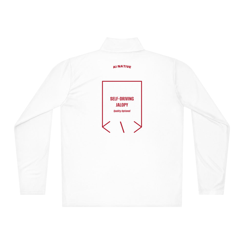 Self-Driving Jalopy — White True Red back mockup