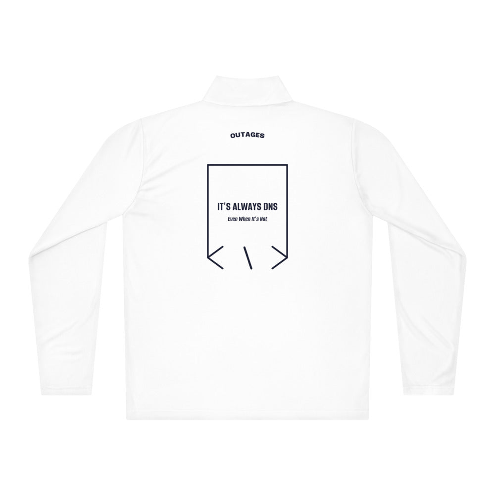 It's Always DNS — White True Navy back mockup