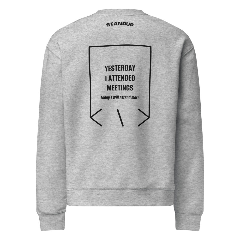 Yesterday I Attended Meetings — Athletic Heather Black back mockup