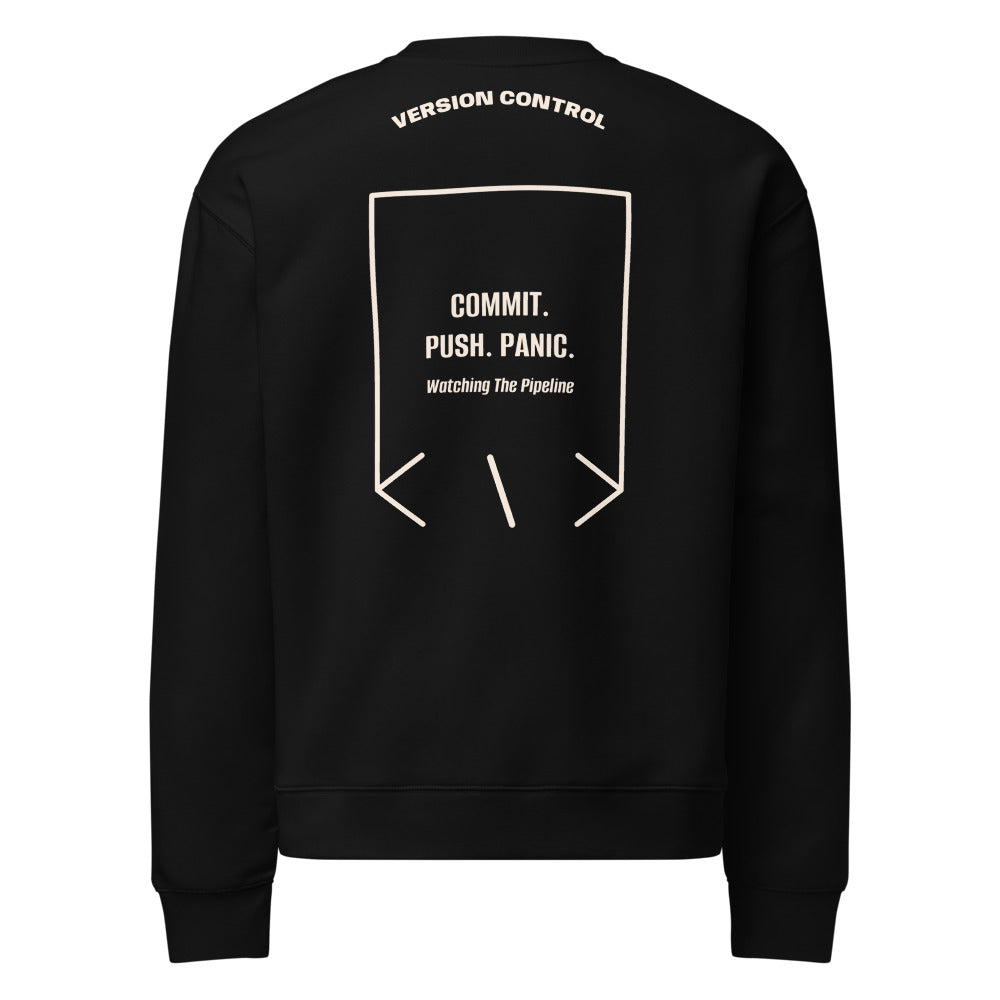 Commit. Push. Panic. — Black Bone back mockup