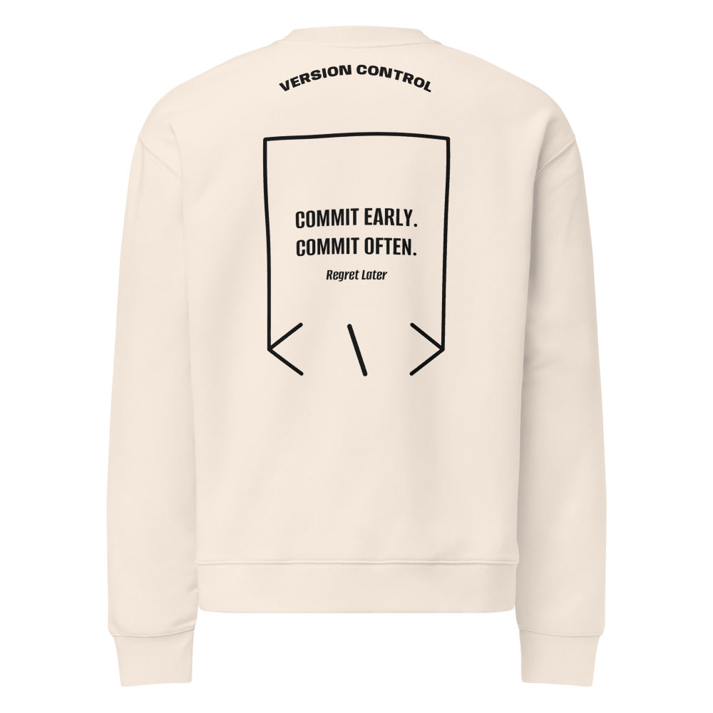 Commit Early. Commit Often. — Bone Black back mockup