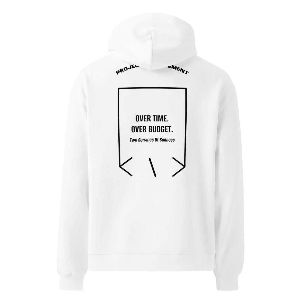 Over Time. Over Budget. — White Black back mockup