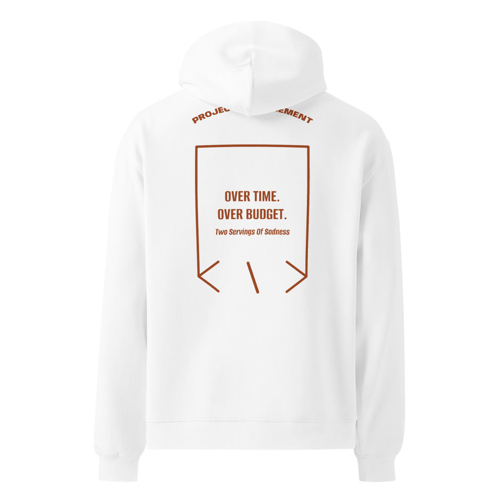 Over Time. Over Budget. — White Clay back mockup