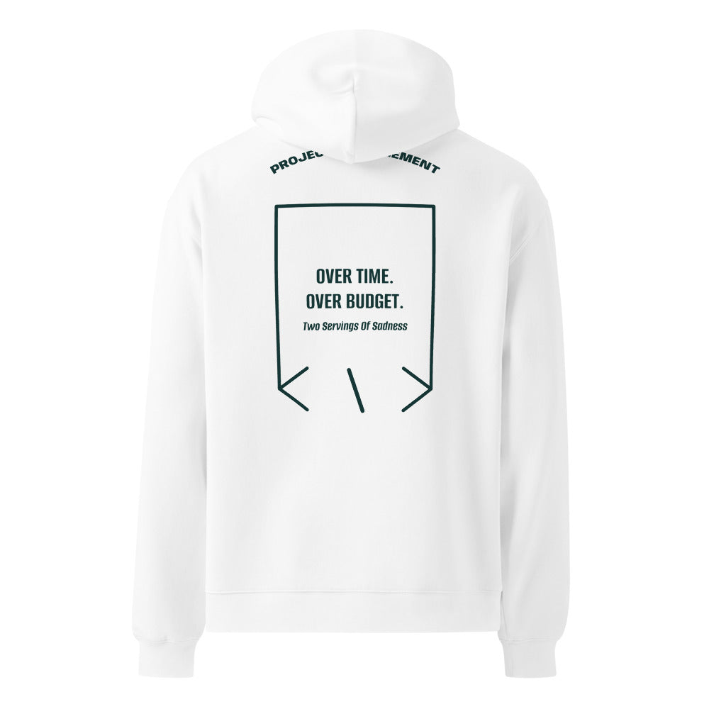 Over Time. Over Budget. — White Pine Green back mockup