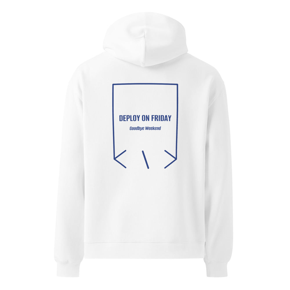 Deploy On Friday — White Cobalt back mockup