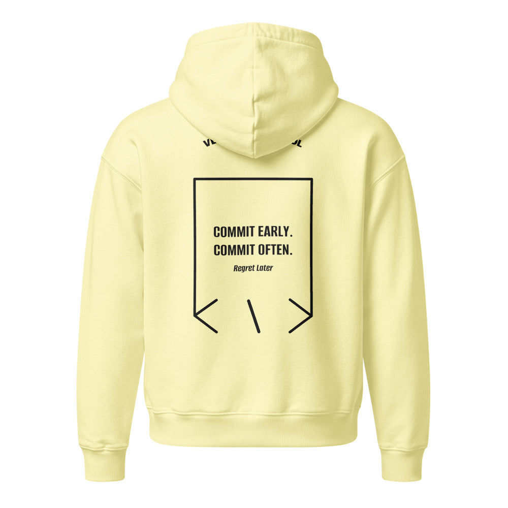 Commit Early. Commit Often. — secondary back mockup