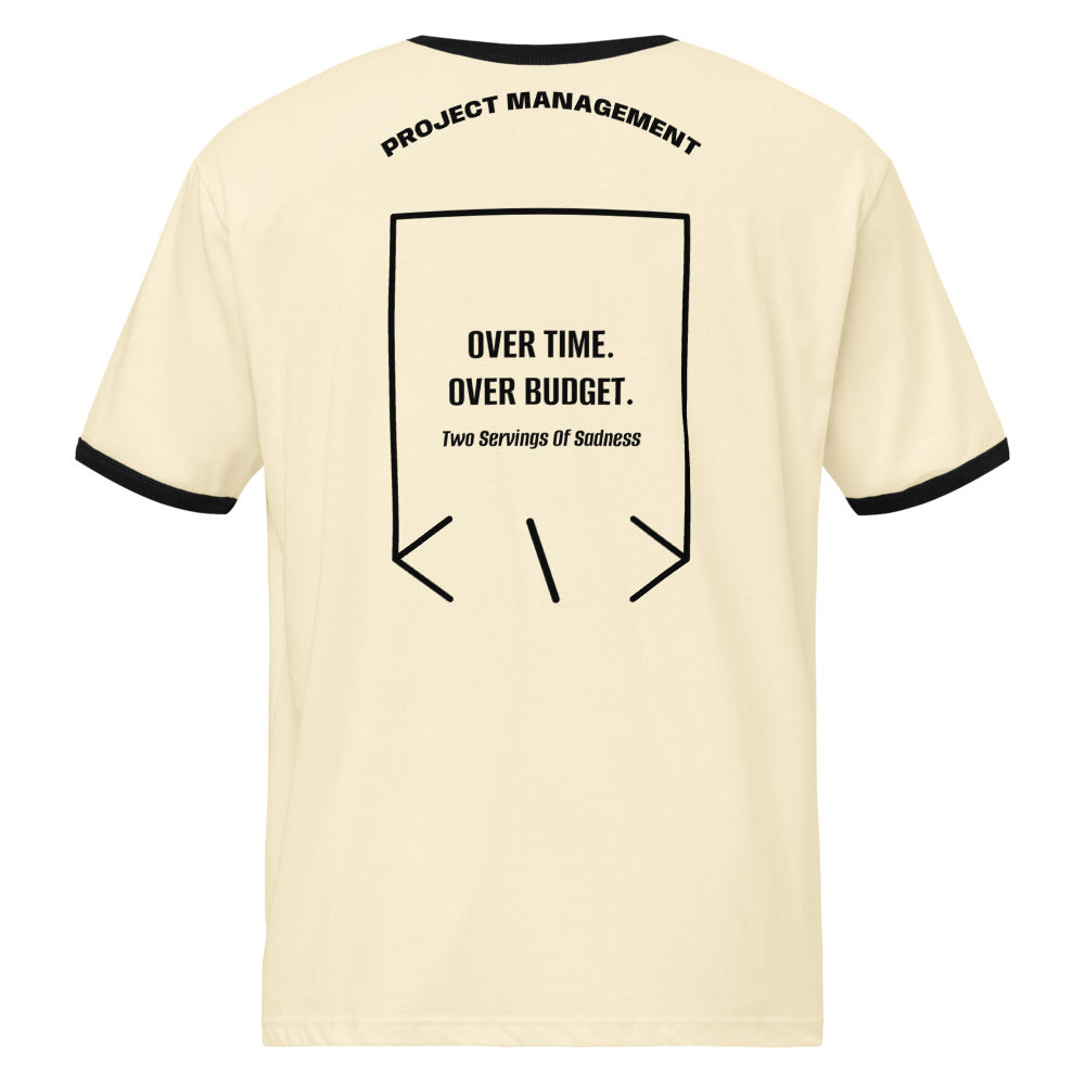 Over Time. Over Budget. — Natural / Black Black back mockup