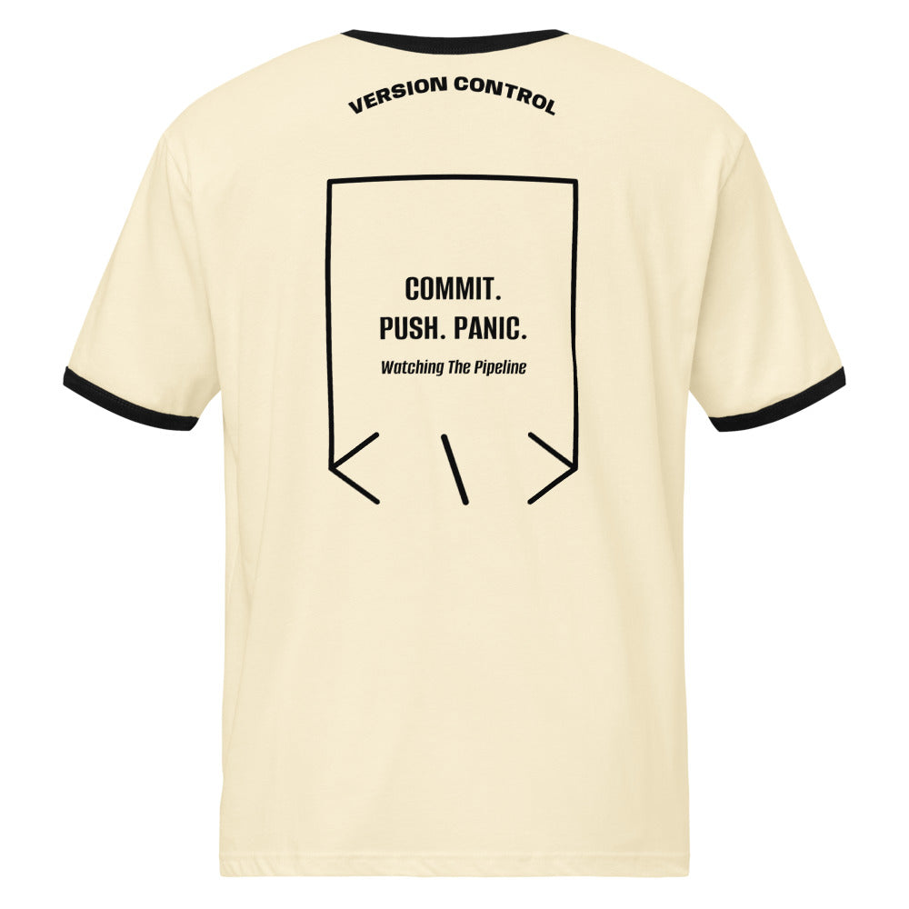Commit. Push. Panic. — Natural / Black Black back mockup