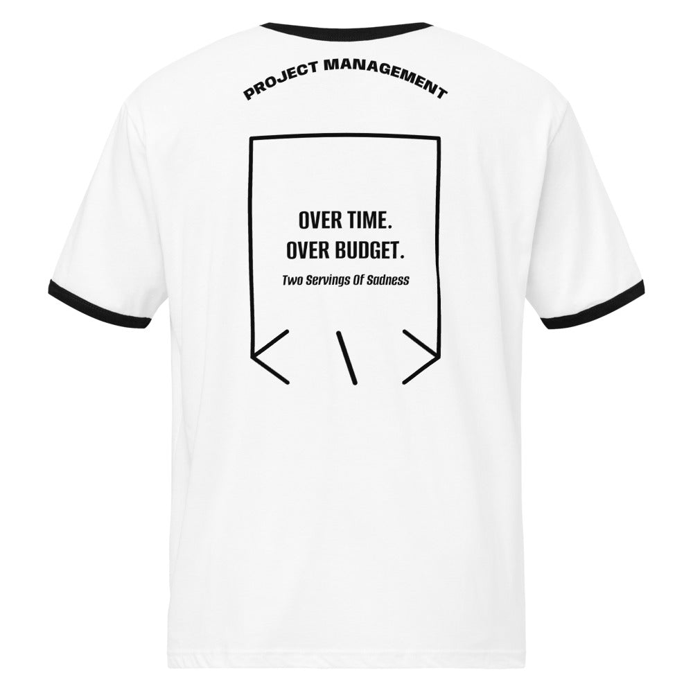 Over Time. Over Budget. — White / Black Black back mockup