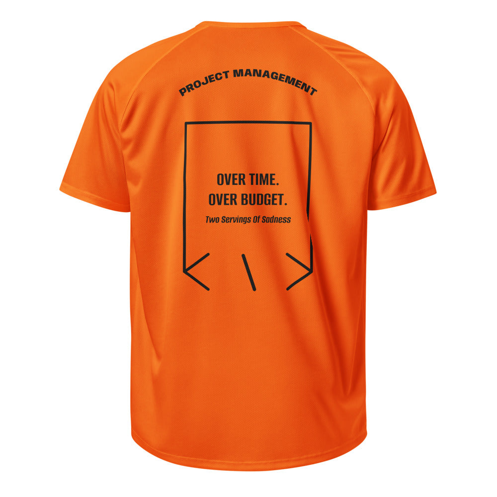 Over Time. Over Budget. — Neon Orange Black back mockup