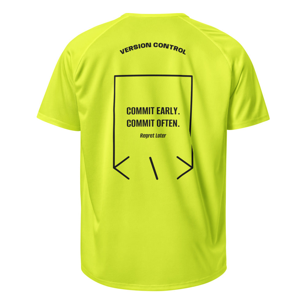 Commit Early. Commit Often. — Neon Yellow Black back mockup