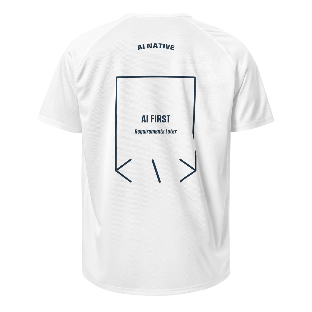 AI First — White French Navy back mockup