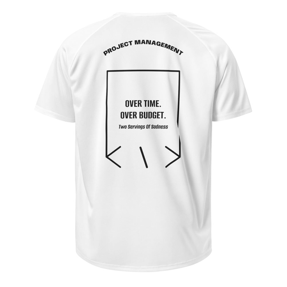 Over Time. Over Budget. — White Black back mockup