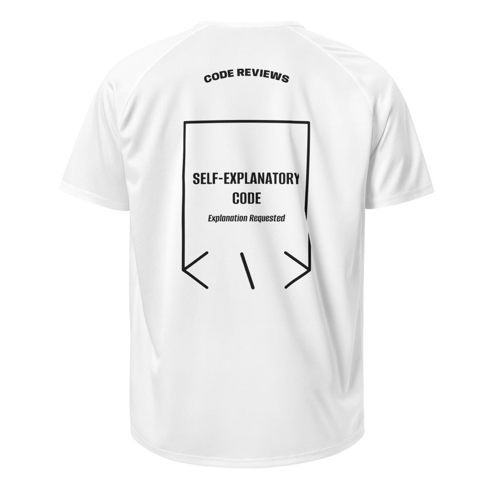 Self-Explanatory Code — White Black back mockup