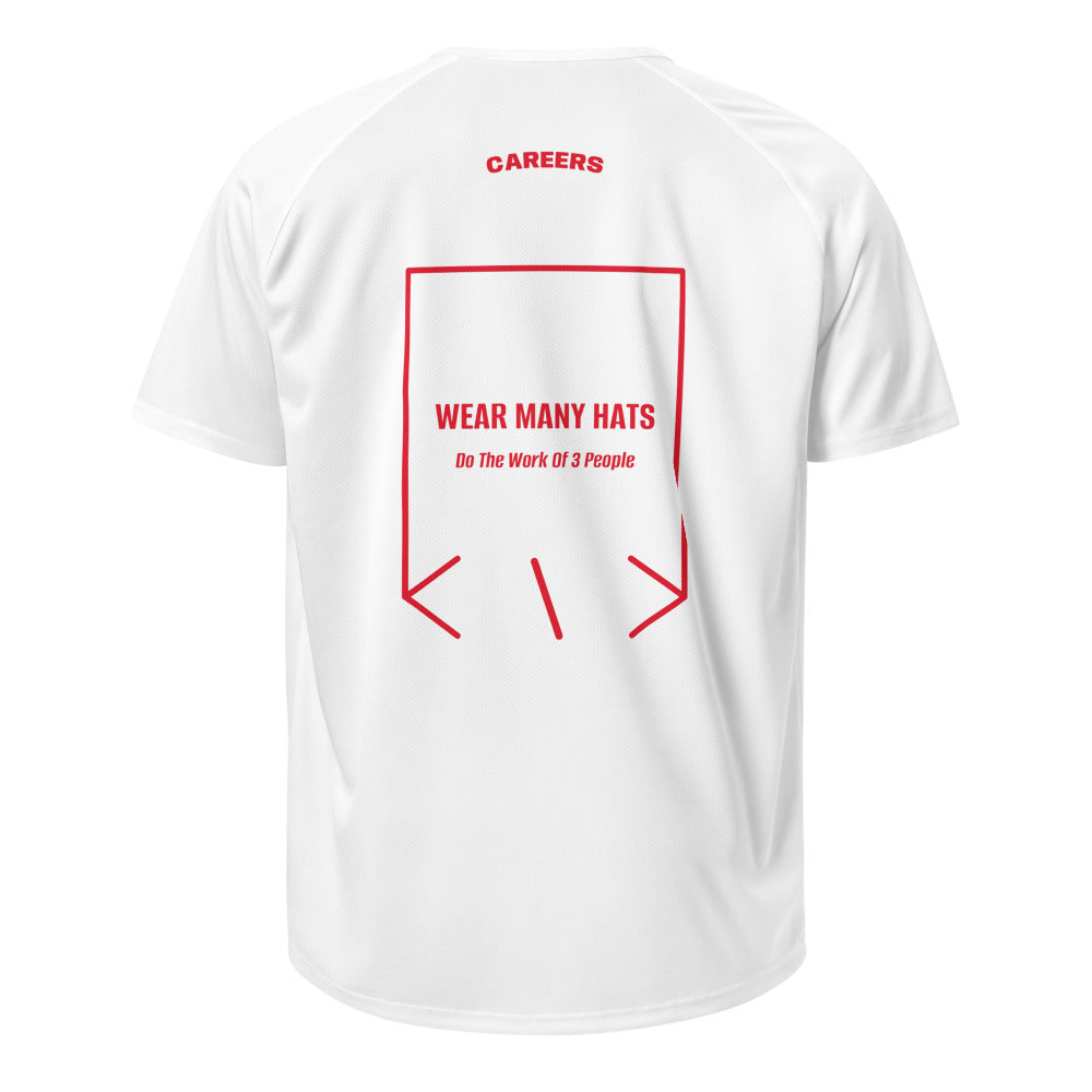 Wear Many Hats — White Red back mockup