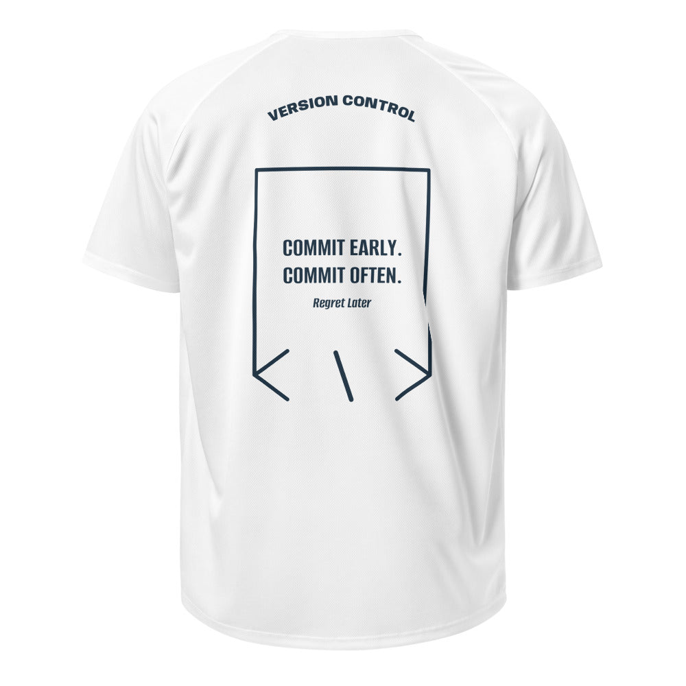 Commit Early. Commit Often. — White French Navy back mockup