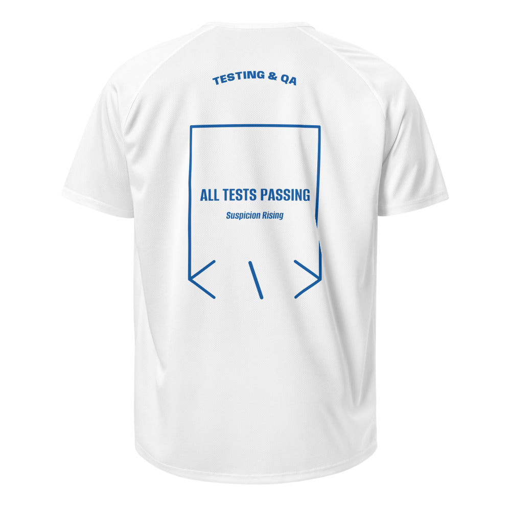All Tests Passing — White Royal Blue back mockup