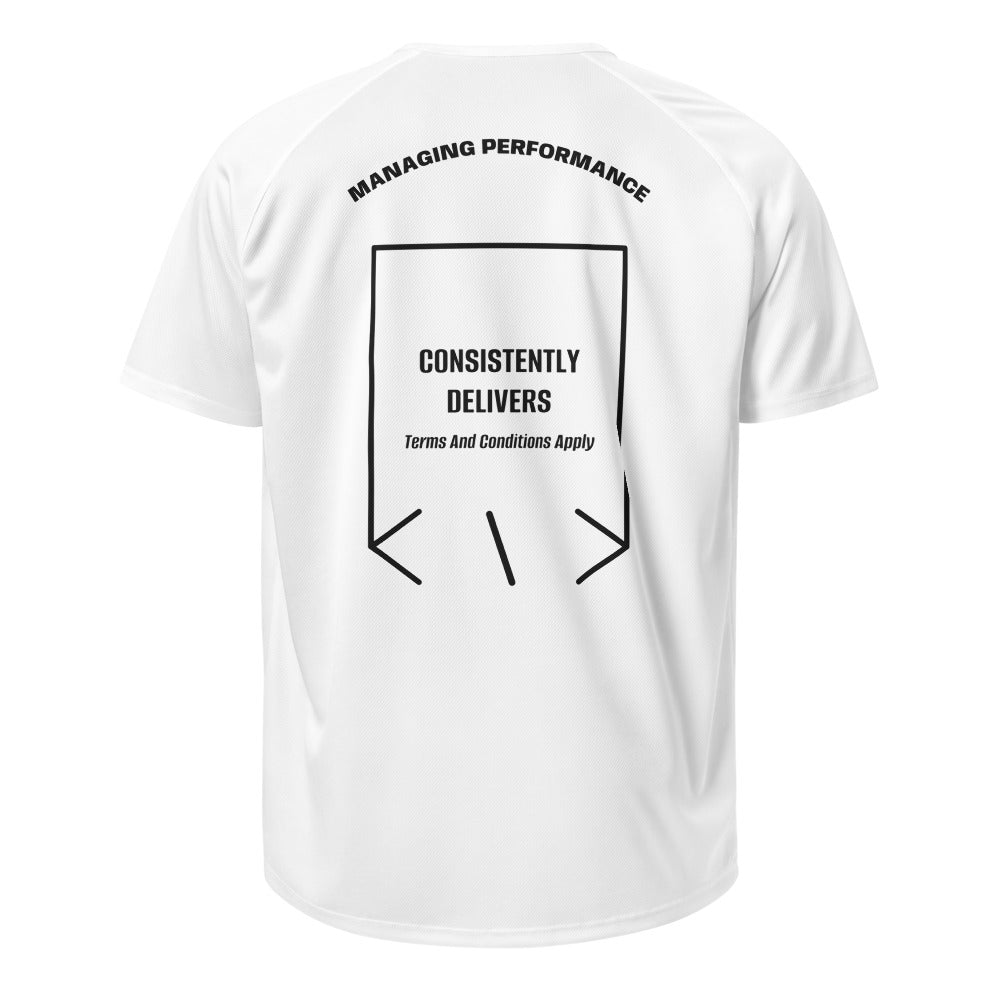 Consistently Delivers — White Black back mockup
