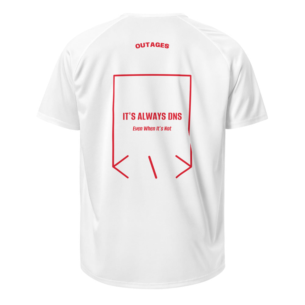 It's Always DNS — White Red back mockup