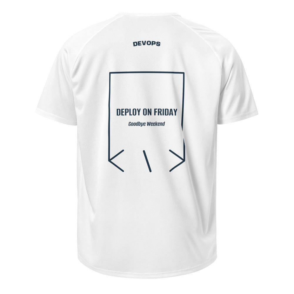 Deploy On Friday — White French Navy back mockup