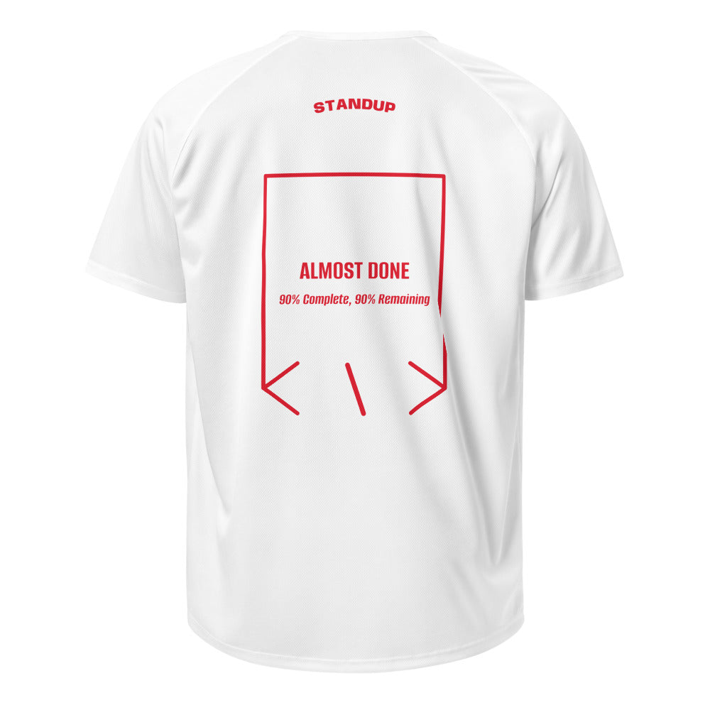 Almost Done — White Red back mockup