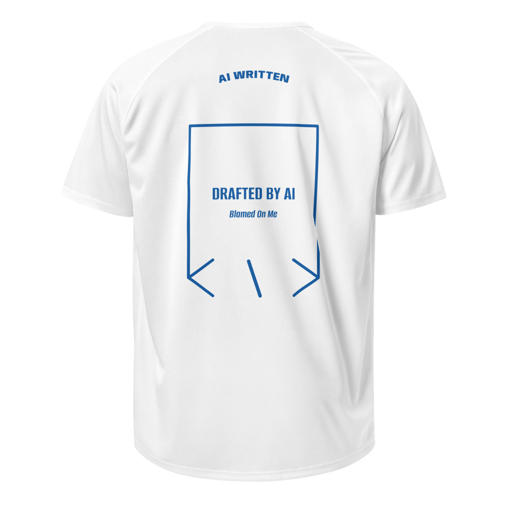 Drafted By AI — White Royal Blue back mockup