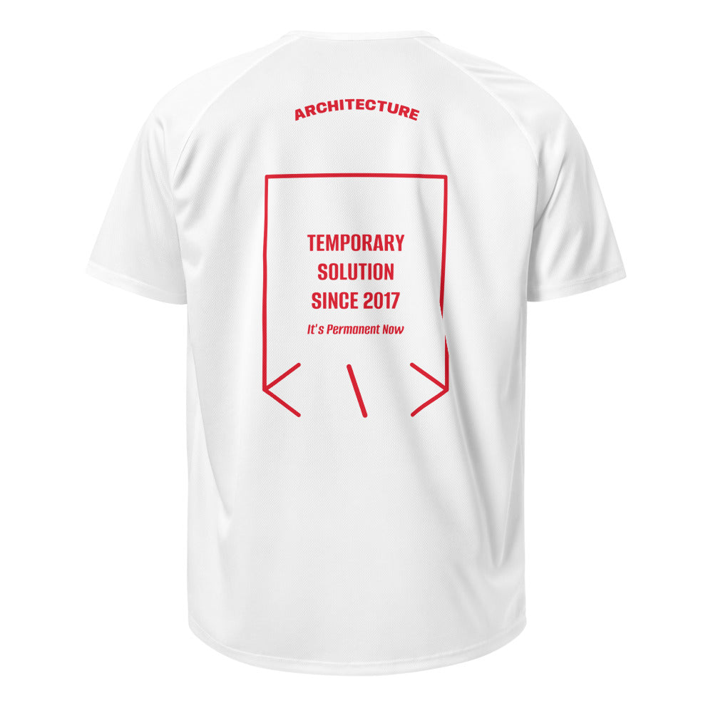 Temporary Solution Since 2017 — White Red back mockup