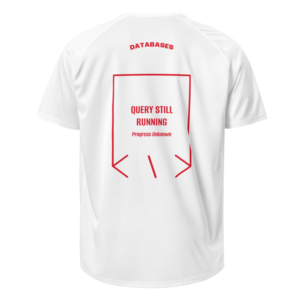 Query Still Running — White Red back mockup