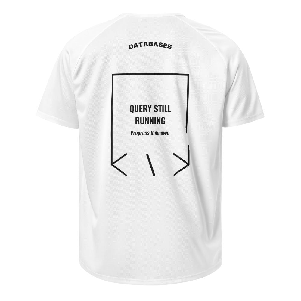 Query Still Running — White Black back mockup