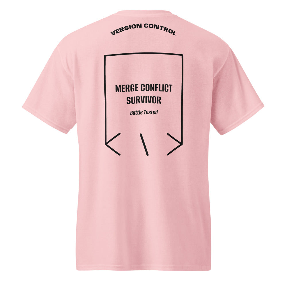 Merge Conflict Survivor — Light Pink Black back mockup