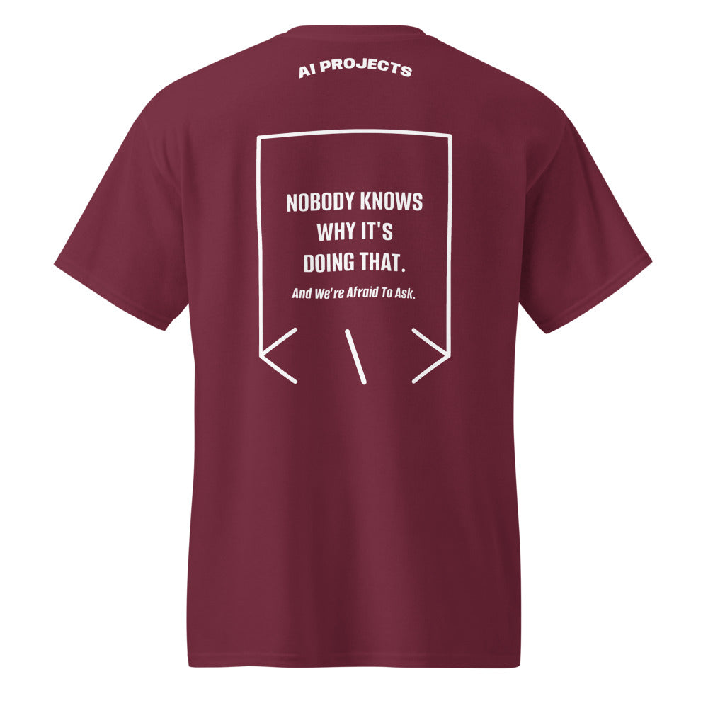 Nobody Knows Why It's Doing That. — Maroon White back mockup