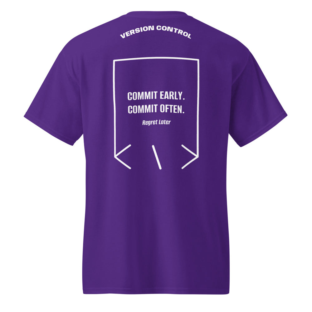 Commit Early. Commit Often. — Purple White back mockup