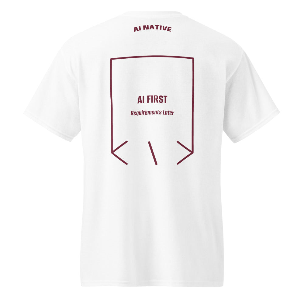 AI First — White Maroon back mockup
