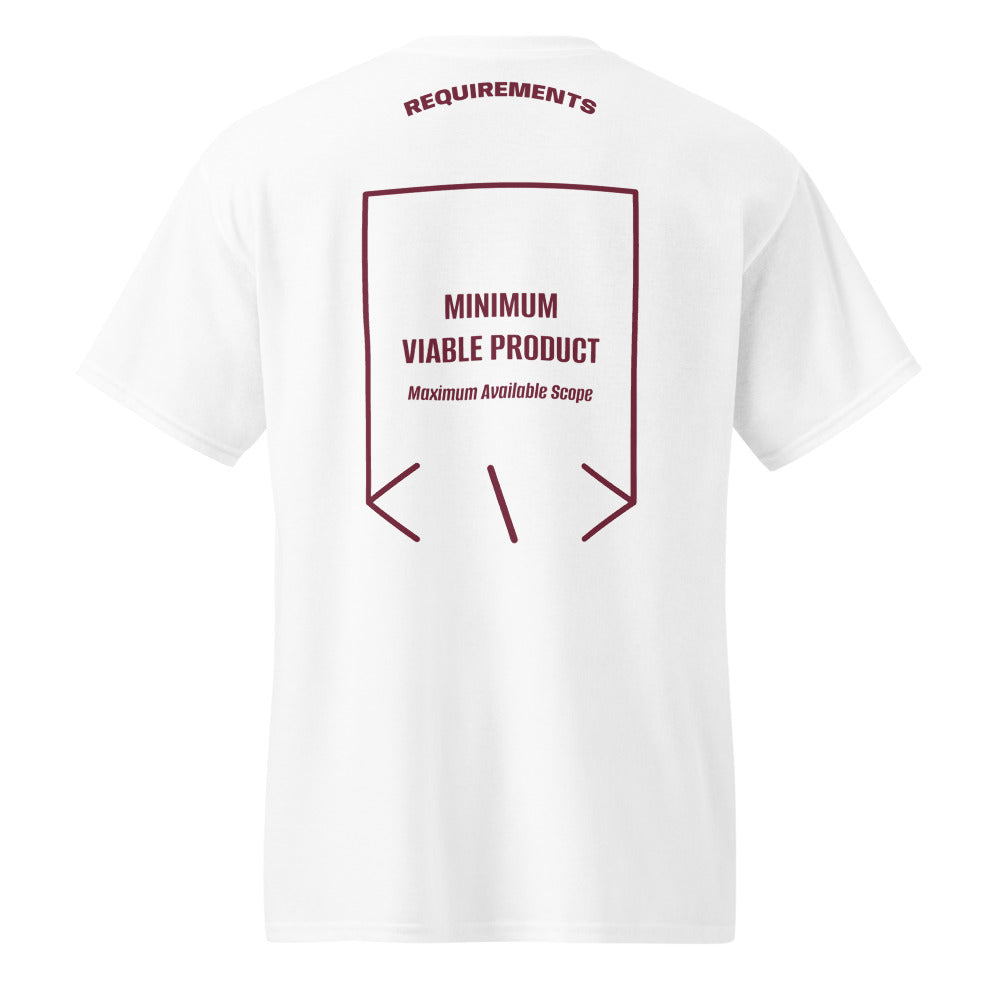 Minimum Viable Product — White Maroon back mockup