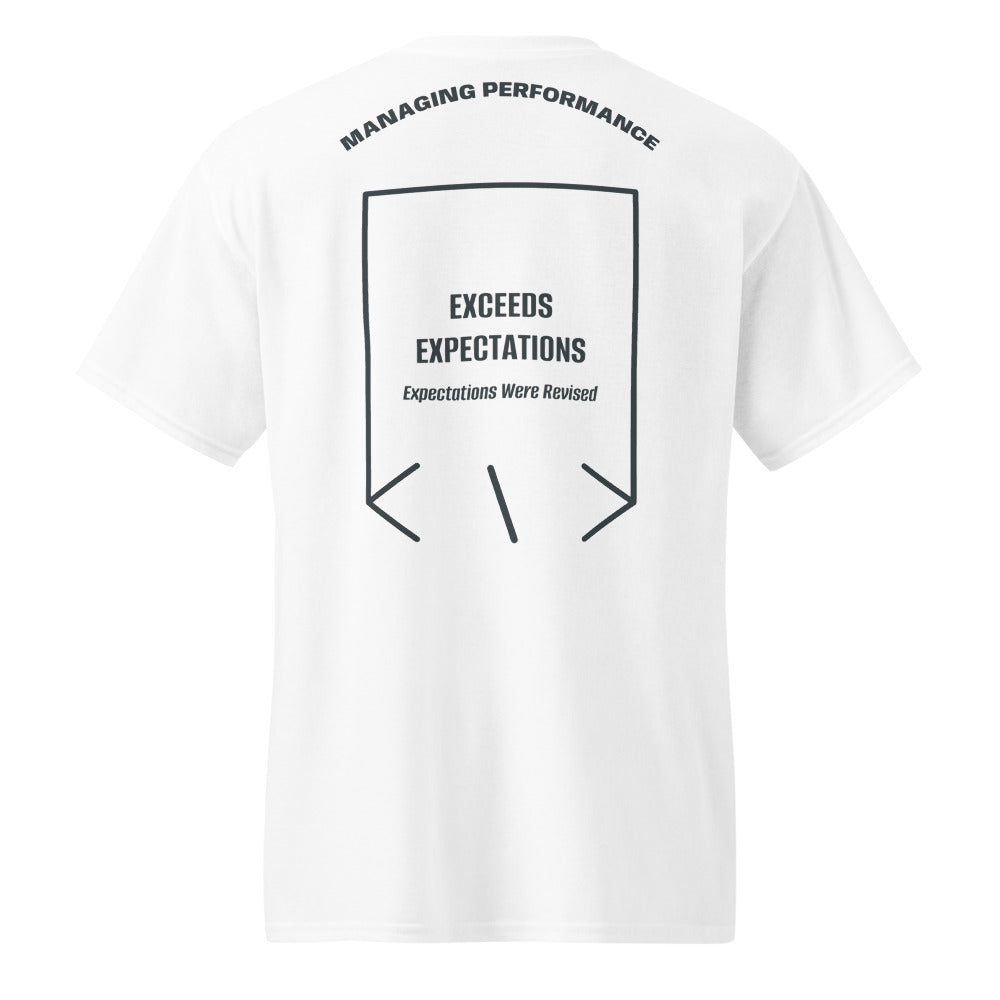 Exceeds Expectations — White Dark Heather back mockup