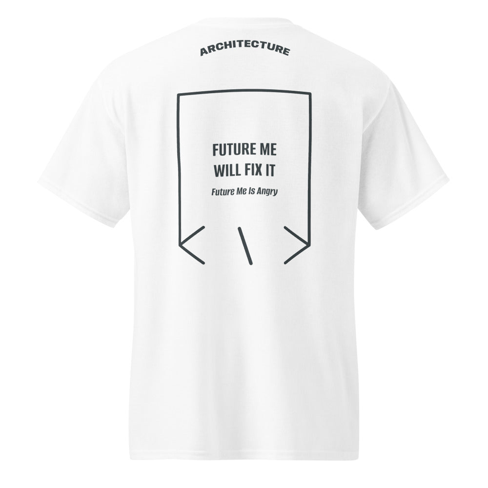 Future Me Will Fix It — White Dark Heather back mockup