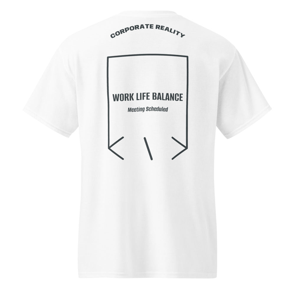 Work Life Balance — White Dark Heather back mockup