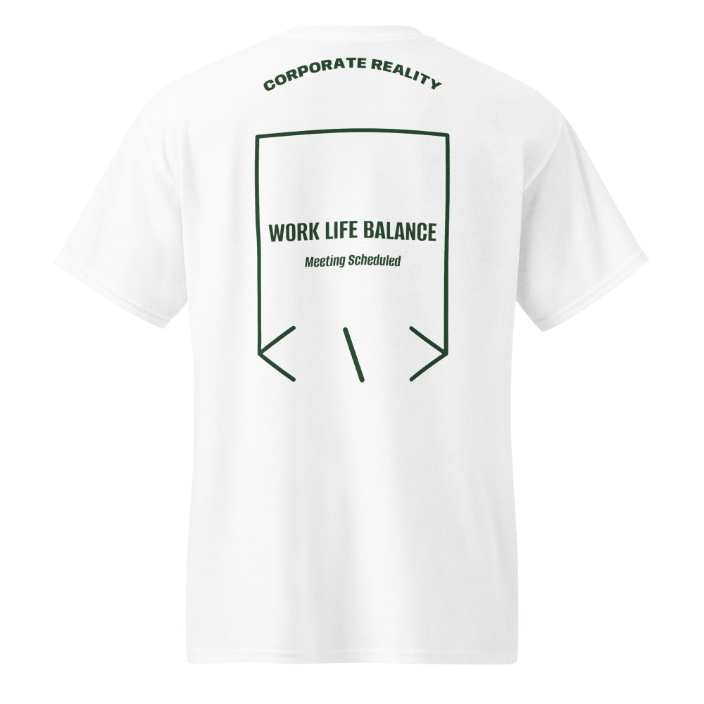 Work Life Balance — White Forest Green back mockup