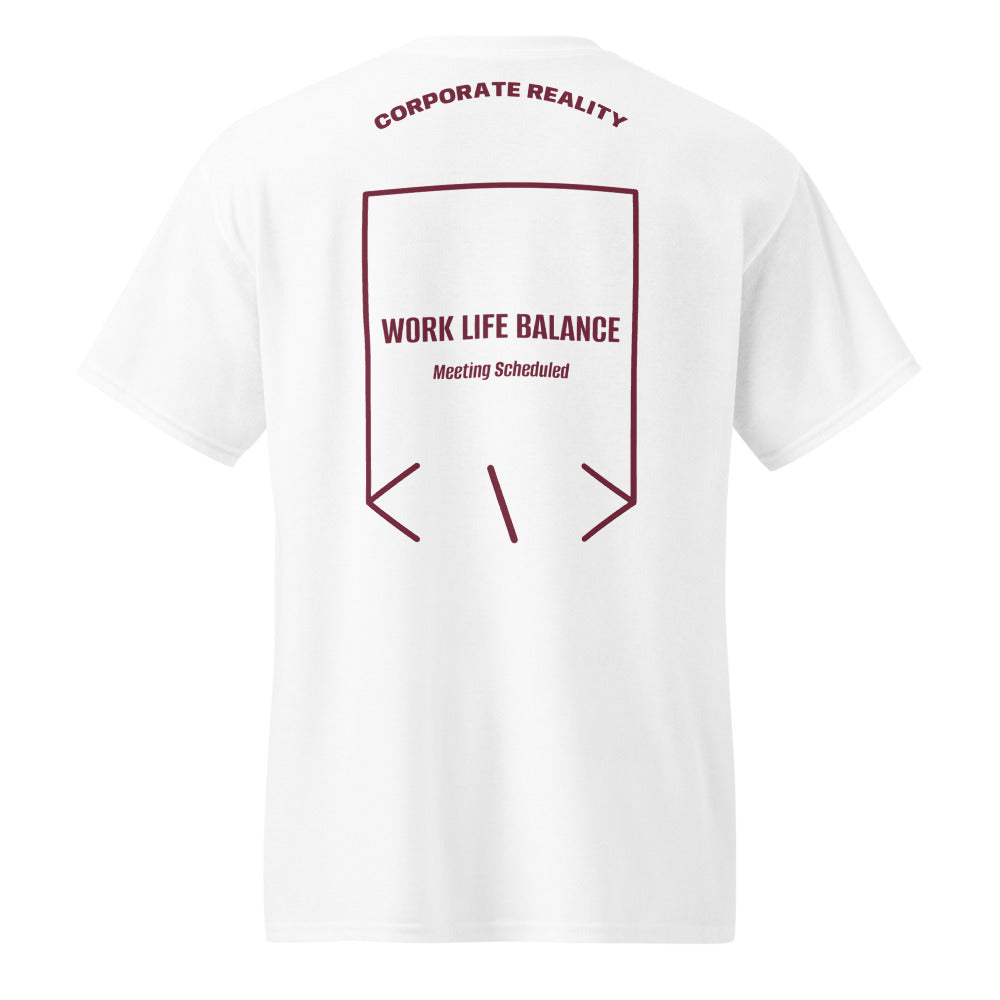 Work Life Balance — White Maroon back mockup