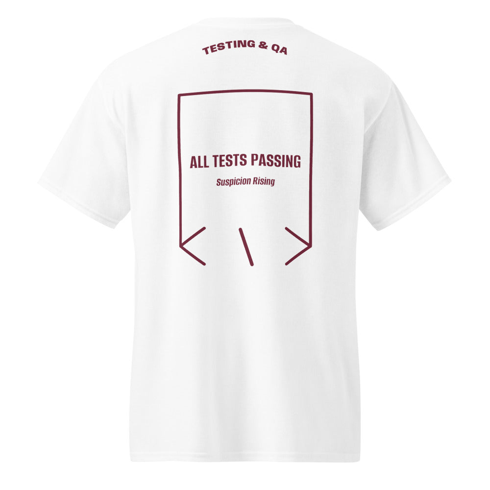 All Tests Passing — White Maroon back mockup