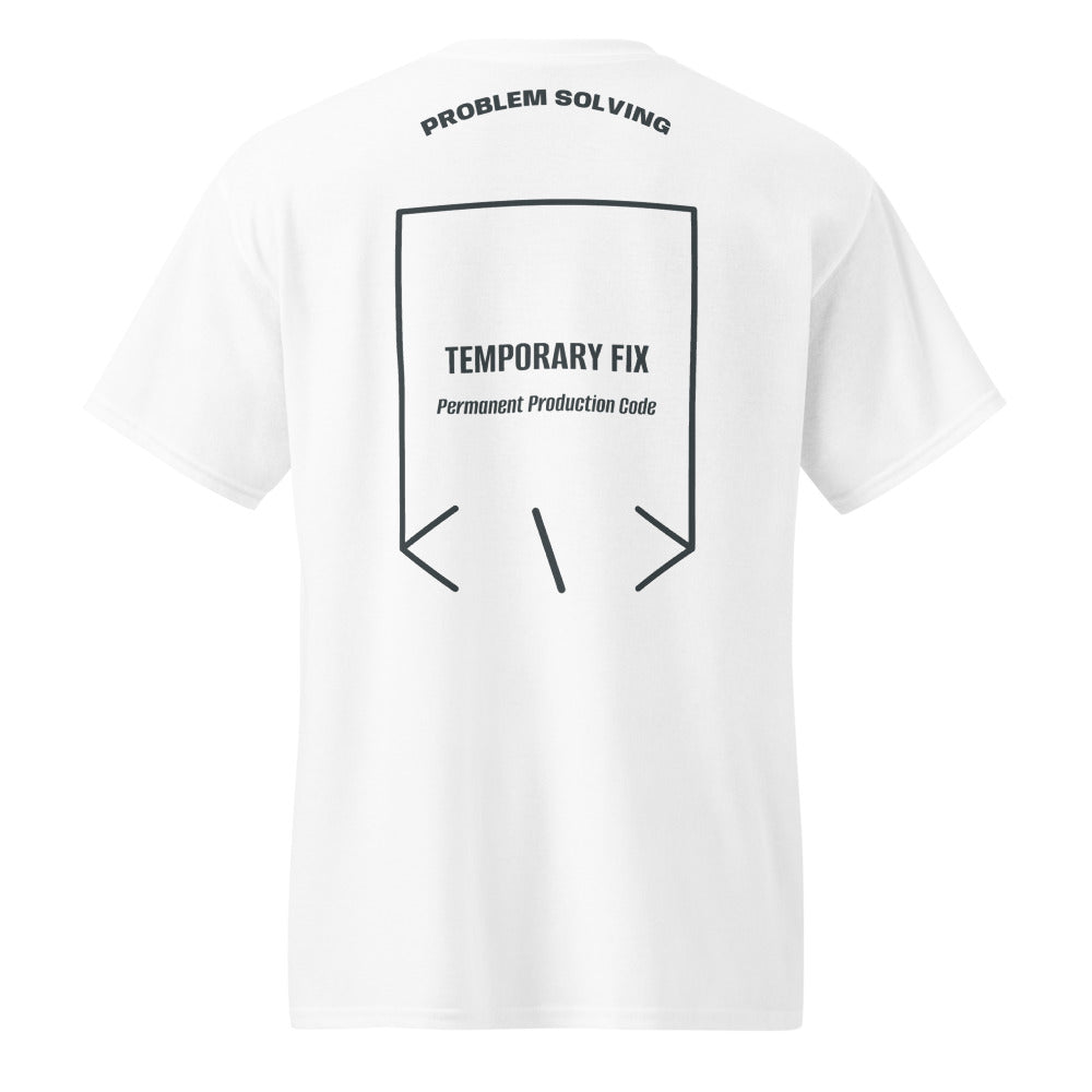 Temporary Fix — White Dark Heather back mockup