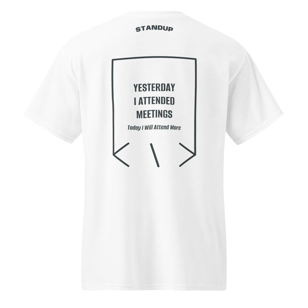Yesterday I Attended Meetings — White Dark Heather back mockup