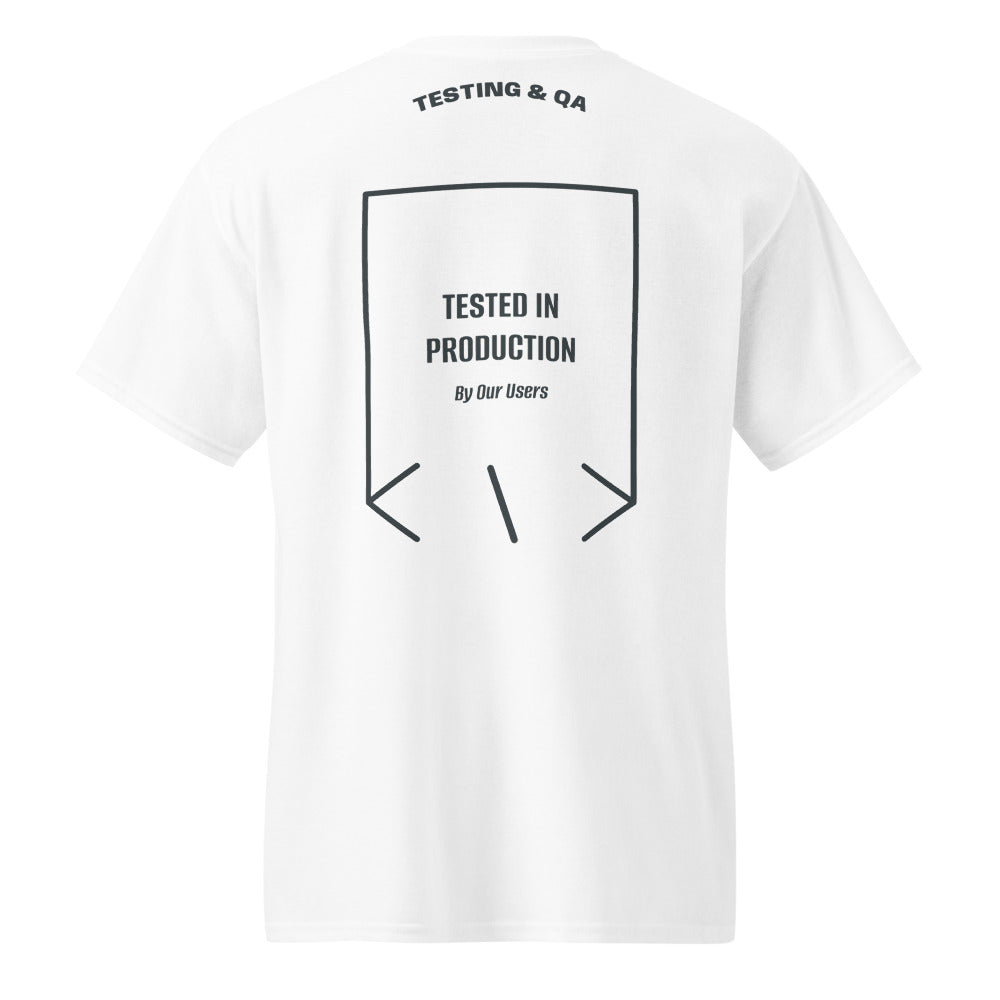 Tested In Production — White Dark Heather back mockup
