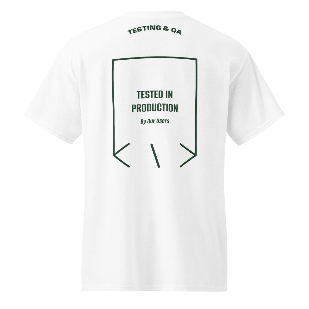 Tested In Production — White Forest Green back mockup