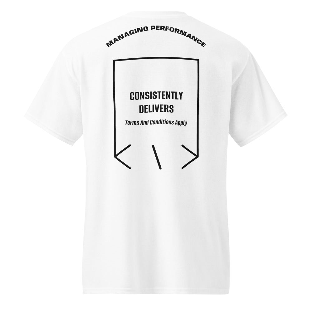 Consistently Delivers — White Black back mockup