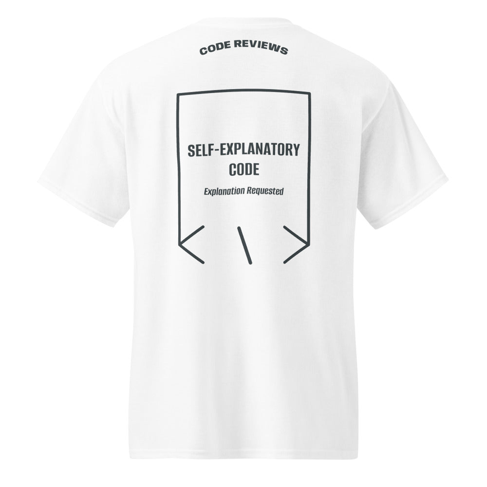 Self-Explanatory Code — White Dark Heather back mockup