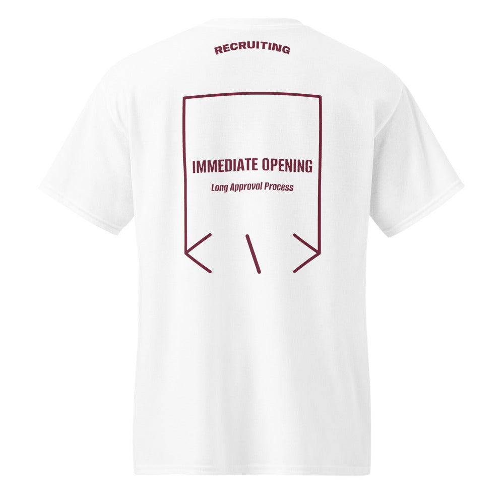 Immediate Opening — White Maroon back mockup