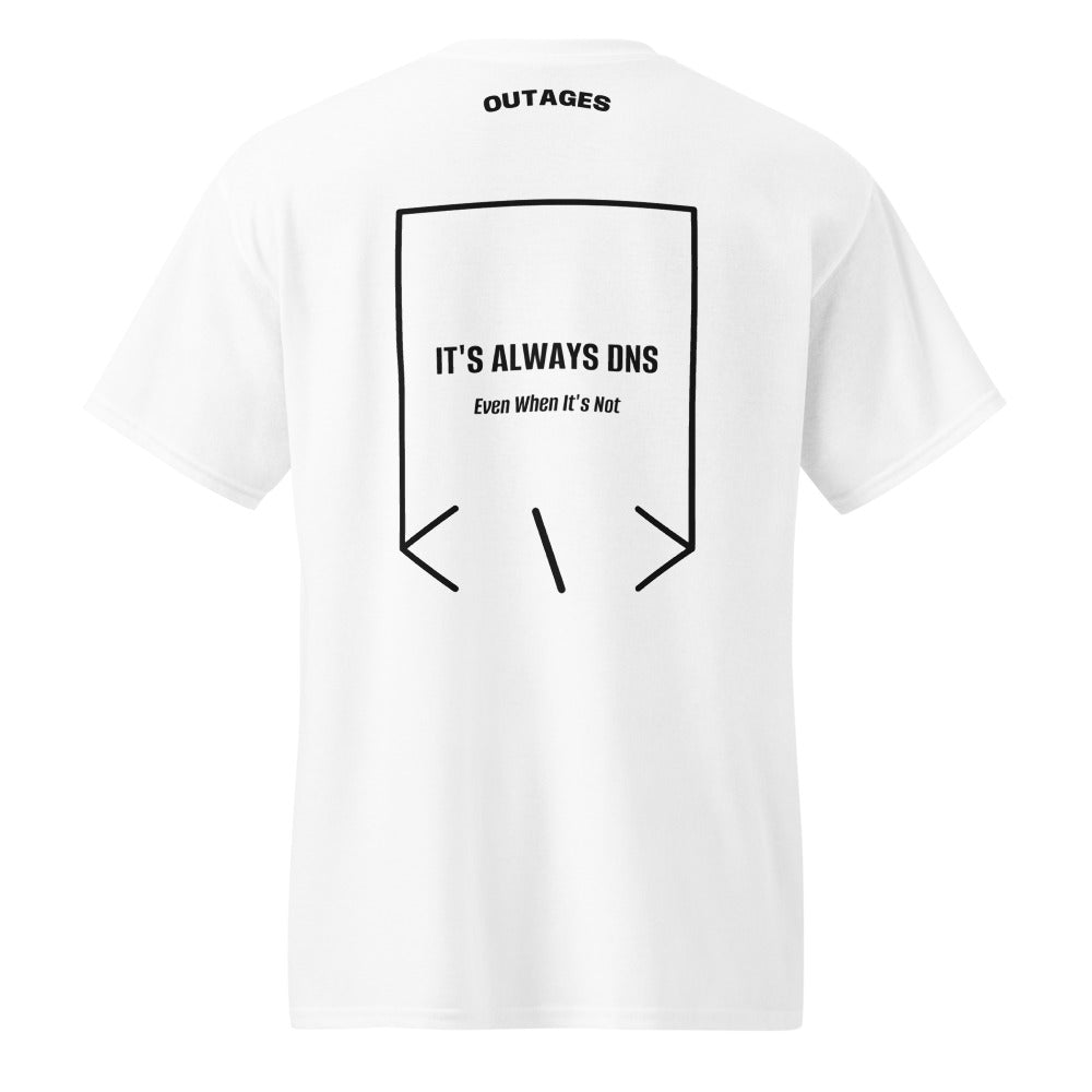 It's Always DNS — White Black back mockup